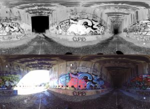 LiDAR intensity return data showing ground point processing